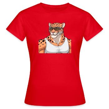 Sports leopard with glasses - Women's T-Shirt - red - Front - AI Model Female 172 dark (172cm)