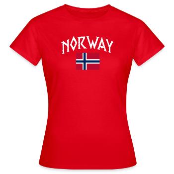Norway Vacation Norge Fjords Travel Scandinavian - Women's T-Shirt - red - Front - AI Model Female 172 dark (172cm)
