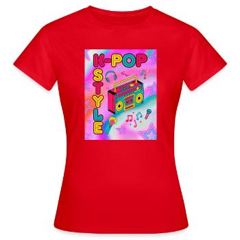 K‑Pop Style - T-shirt Femme - rouge - Devant - AI Model Female 172 dark (172cm)