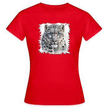 Léopard des neiges aux yeux bleus - T-shirt Femme - rouge - Devant - AI Model Female 172 dark (172cm)