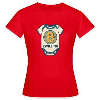 Zwilling Babybody Buchstabe B - Frauen T-Shirt - Rot - Vorne - AI Model Female 172 dark (172cm)