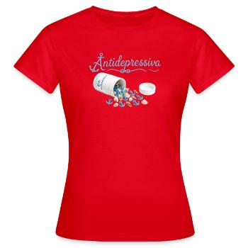 AnkerPillen Blaues Meeresbild - Frauen T-Shirt - Rot - Vorne - AI Model Female 172 dark (172cm)