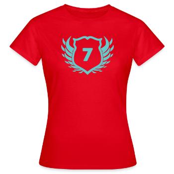 Siebenflügel Schild mit Zahl 7 - Frauen T-Shirt - Rot - Vorne - AI Model Female 172 dark (172cm)