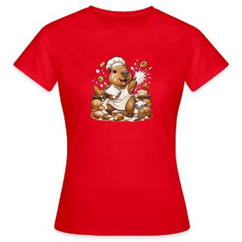 Magie de la pâtisserie de capybara en cuisine - T-shirt Femme - rouge - Devant - AI Model Female 172 dark (172cm)