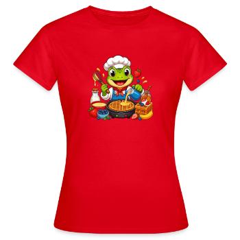 Cuisson de grenouilles au four de gaufres - T-shirt Femme - rouge - Devant - AI Model Female 172 dark (172cm)