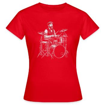 James A. joue de la batterie - T-shirt Femme - rouge - Devant - AI Model Female 172 dark (172cm)