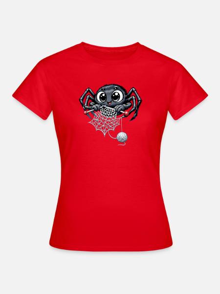 Strickende Spinne - Frauen T-Shirt - Rot