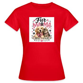 Pour Maman – Duo Chien et Chat - T-shirt Femme - rouge - Devant - AI Model Female 172 dark (172cm)