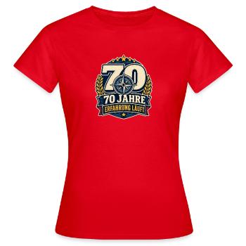 70 Jahre – Erfahrung läuft - Frauen T-Shirt - Rot - Vorne - AI Model Female 172 dark (172cm)