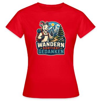 Wandern sortiert Gedanken - Frauen T-Shirt - Rot - Vorne - AI Model Female 172 dark (172cm)