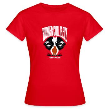 Cadeaux pour les Border Collies, Border Collie Regard sur les moutons - T-shirt Femme - rouge - Devant - AI Model Female 172 dark (172cm)