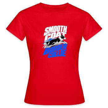 Border Collie, Border Collie à poil lisse - T-shirt Femme - rouge - Devant - AI Model Female 172 dark (172cm)