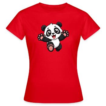 Un panda mignon qui court vers toi - T-shirt Femme - rouge - Devant - AI Model Female 172 dark (172cm)