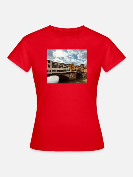 Bunte Mietshäuser am Fluss - Frauen T-Shirt - Rot