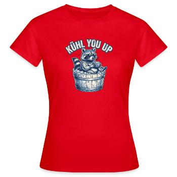 Cooler Waschbär Eis - Frauen T-Shirt - Rot - Vorne - AI Model Female 172 dark (172cm)