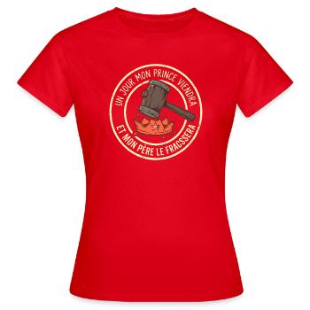 Papa Protecteur Prince Viendra Marteau Humour - T-shirt Femme - rouge - Devant - AI Model Female 172 dark (172cm)