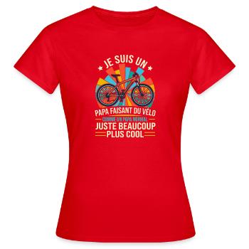 Papa Cycliste Vélo VTT Rétro Cool - T-shirt Femme - rouge - Devant - AI Model Female 172 dark (172cm)