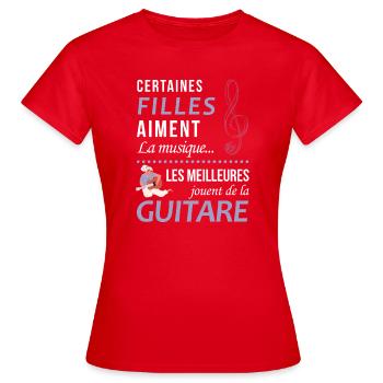 Certaines Filles Aiment La Musique Les Meilleur... - T-shirt Femme - rouge - Devant - AI Model Female 172 dark (172cm)