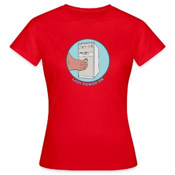 Technologie drôle d’alimentation paresseuse sur PC rétro Tower Toe Press - T-shirt Femme - rouge - Devant - AI Model Female 172 dark (172cm)