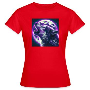 Le loup hurle à la pleine lune - T-shirt Femme - rouge - Devant - AI Model Female 172 dark (172cm)