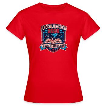 Abschlusscrew 2026 Kapitel Geschafft - Frauen T-Shirt - Rot - Vorne - AI Model Female 172 dark (172cm)