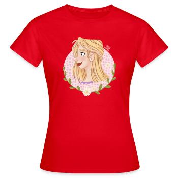 Portrait de fleurs pastel - T-shirt Femme - rouge - Devant - AI Model Female 172 dark (172cm)