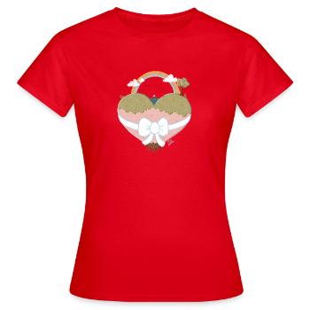 Paysage du cœur avec arc-en-ciel - T-shirt Femme - rouge - Devant - AI Model Female 172 dark (172cm)