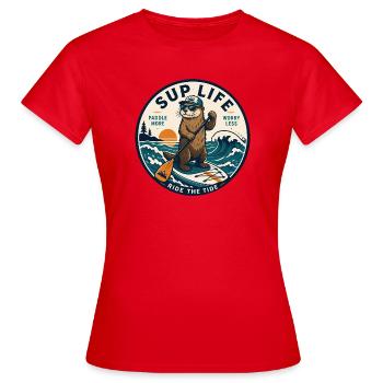 SUP Paddleboard Board Stand Up paddle Supboard - T-shirt Femme - rouge - Devant - AI Model Female 172 dark (172cm)