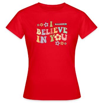 Fleurs rétro Believe In You - T-shirt Femme - rouge - Devant - AI Model Female 172 dark (172cm)