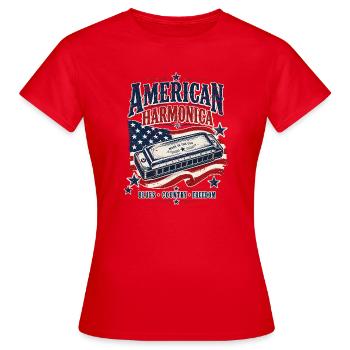 Instrument : Harmonica, musique country, harmonica - T-shirt Femme - rouge - Devant - AI Model Female 172 dark (172cm)