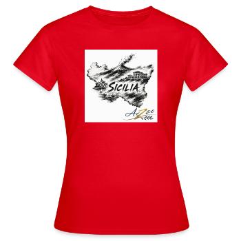 AZZO Sizilien Skizzenkarte - Frauen T-Shirt - Rot - Vorne - AI Model Female 172 dark (172cm)