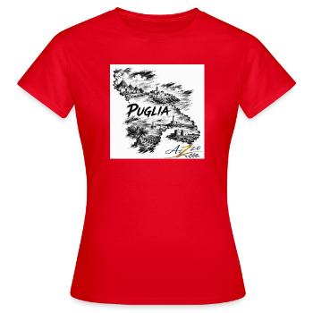 Azzo Puglia Skizzenkarte  - Frauen T-Shirt - Rot - Vorne - AI Model Female 172 dark (172cm)