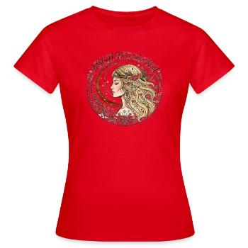 Wild Und Frei Wie Der Mond Boho Damen Yoga Shirt - Frauen T-Shirt - Rot - Vorne - AI Model Female 172 dark (172cm)