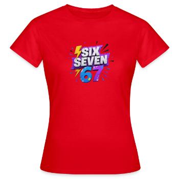 Six Seven 67 - T-shirt Femme - rouge - Devant - AI Model Female 172 dark (172cm)