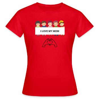 I Love My Mom – Children's Portraits - Women's T-Shirt - red - Front - AI Model Female 172 dark (172cm)