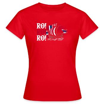 Norway Norge Fjords Scandinavian Ro Viking ship - Women's T-Shirt - red - Front - AI Model Female 172 dark (172cm)