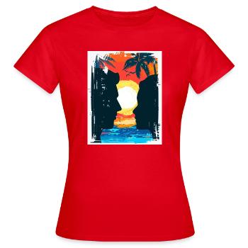 Tropischer Sonnenuntergangsliebhaber - Frauen T-Shirt - Rot - Vorne - AI Model Female 172 dark (172cm)