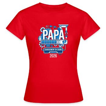 Papa Chargement En Cours 2026 Cadeau Futur Papa - T-shirt Femme - rouge - Devant - AI Model Female 172 dark (172cm)