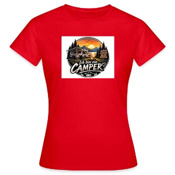 Ich bin ein Camper - Frauen T-Shirt - Rot - Vorne - AI Model Female 172 dark (172cm)
