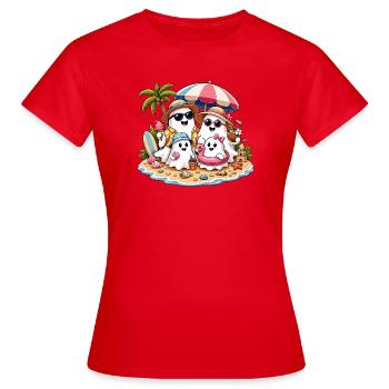 Fantômes d’été sur la plage - T-shirt Femme - rouge - Devant - AI Model Female 172 dark (172cm)