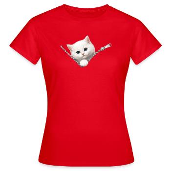 Chat chaton mignon à fermeture éclair - T-shirt Femme - rouge - Devant - AI Model Female 172 dark (172cm)