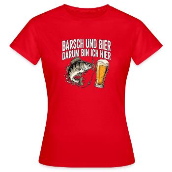 Barsch Angeln Und Bier - Frauen T-Shirt - Rot - Vorne - AI Model Female 172 dark (172cm)