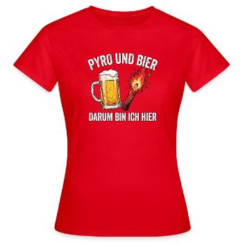 Pyro Und Bier Stadion - Frauen T-Shirt - Rot - Vorne - AI Model Female 172 dark (172cm)