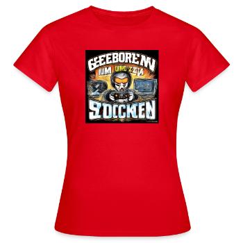 Geboren um zu Zocken - Frauen T-Shirt - Rot - Vorne - AI Model Female 172 dark (172cm)