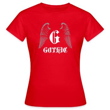 Monogramme gothique avec ailes d’ange - T-shirt Femme - rouge - Devant - AI Model Female 172 dark (172cm)