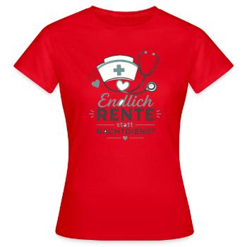 Endlich in Rente – Krankenschwester & Stethoskop - Frauen T-Shirt - Rot - Vorne - AI Model Female 172 dark (172cm)