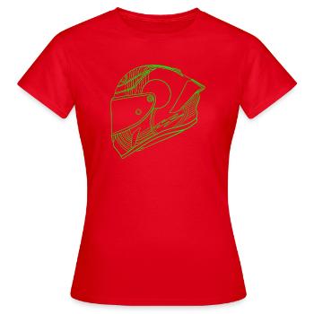 Casque vert néon - Visière - T-shirt Femme - rouge - Devant - AI Model Female 172 dark (172cm)