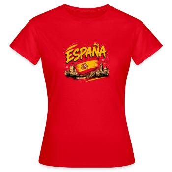 Spain Spanish Flag Espana Graphic  - T-shirt Femme - rouge - Devant - AI Model Female 172 dark (172cm)