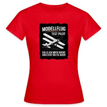  Modellflug Test Pilot Falls Ich Mich Ducke - Frauen T-Shirt - Rot - Vorne - AI Model Female 172 dark (172cm)