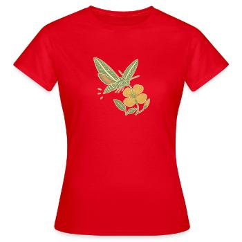 Papillon Hawkmoth & Primrose - T-shirt Femme - rouge - Devant - AI Model Female 172 dark (172cm)